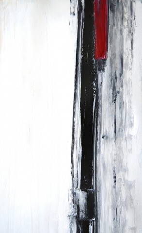 Black, White and Red Abstract Art Painting